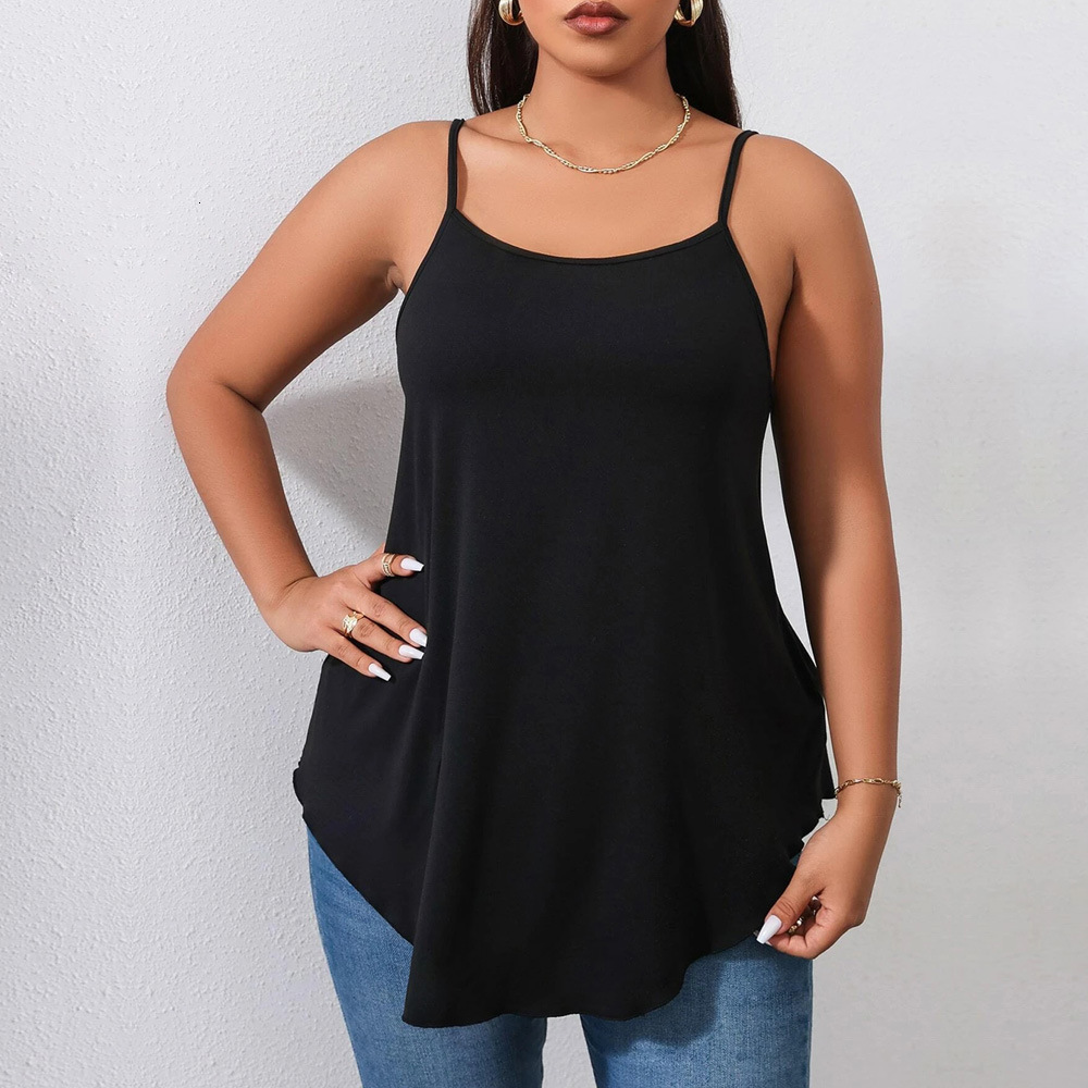 Large Size Womens Clothing New Collection Waist Cinching Casual Fashion Versatile Solid Color Camisole Base Outerwear Vest Top