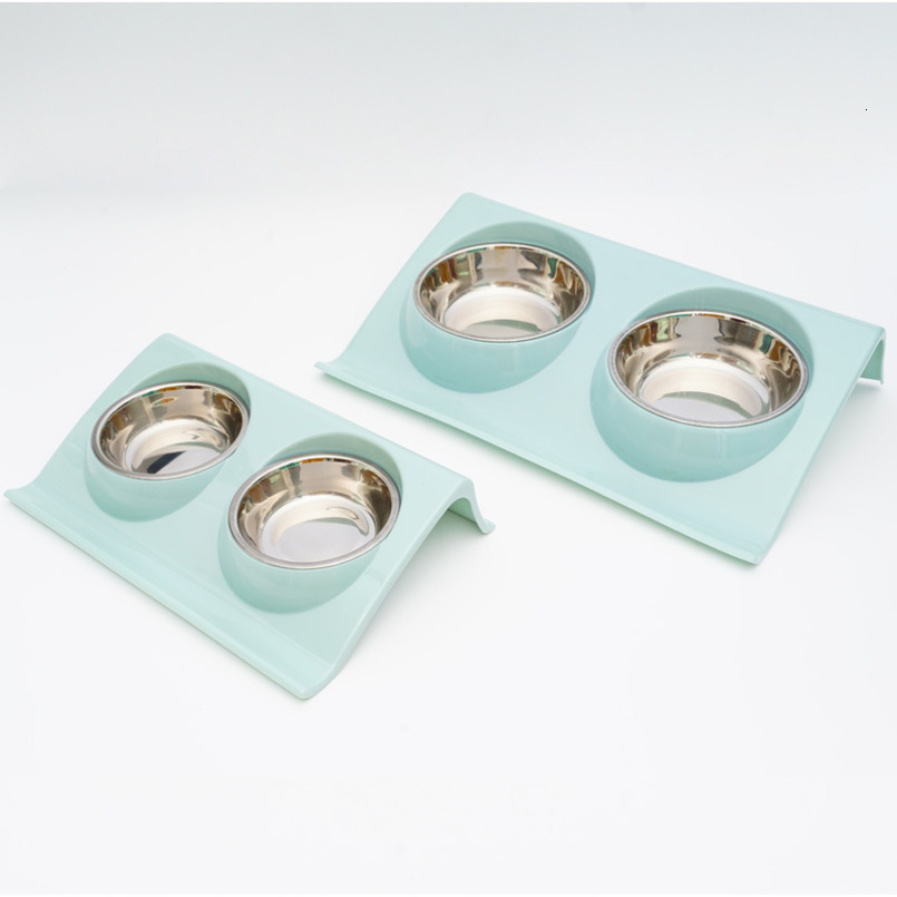 Pet Supplies Feeders Designer Stainless Steel Neck Protection Cat Food Double Dog Drinking Bowl Pet Utensils