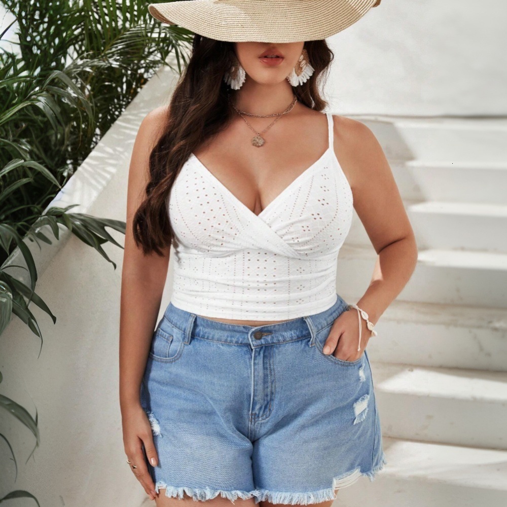 2025 Plus Size Womens Sexy Elegant Style T-shirt for Spring and Summer New Short Style Slim Fit Camisole Top