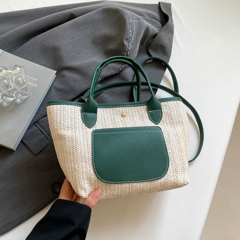 Free Delivery Designer Bag Niche Design Straw Tote Thickened Shopping Shoulder Bag Women's Splicing Hand Women Luxury Bag