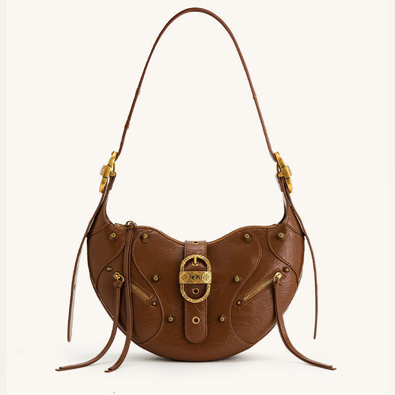 Women's Bags Designer JW PEI Oil Wax Leather Horn High Street Motorcycle New Large Capacity Fashion One Shoulder Crossbody Underarm Bag