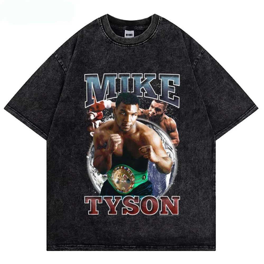 Mike Tyson Washed T Shirt Vintage Boxing T-shirts Streetwear Retro Tshirt Summer Short-sleeved Shirts Oversized Tshirts X250516