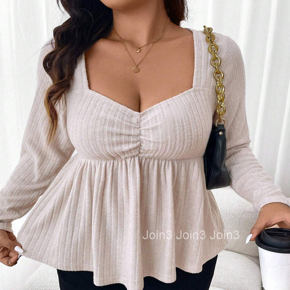 Large Size Womens Elegant T-shirt for Autumn and Winter Slim Fit and Slimming Short Top