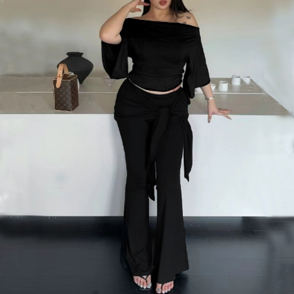 Large Size Womens Sexy Sweet and Spicy Fashion Set Autumn and Winter Spicy Girl Slim Fit and Slimming Two-piece Set