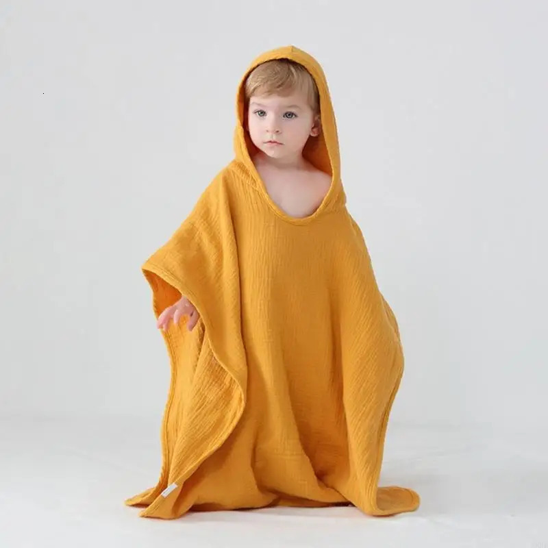 4XFE Summer Baby Long Hooded Cape Kids Dress Sleeveless Loose Cloak Poncho Outwear Blouse Beach Swimwear Cover Ups 250516