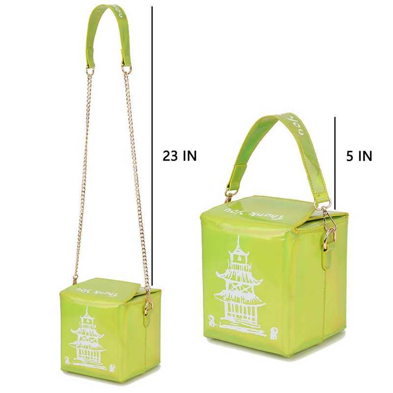 ENJOININ Chinese Takeout Box Purse Pu Leather Women Handbag Fashion Crossbody Bag Shoulder Chain Bag for Girl Bucket Bag M250516