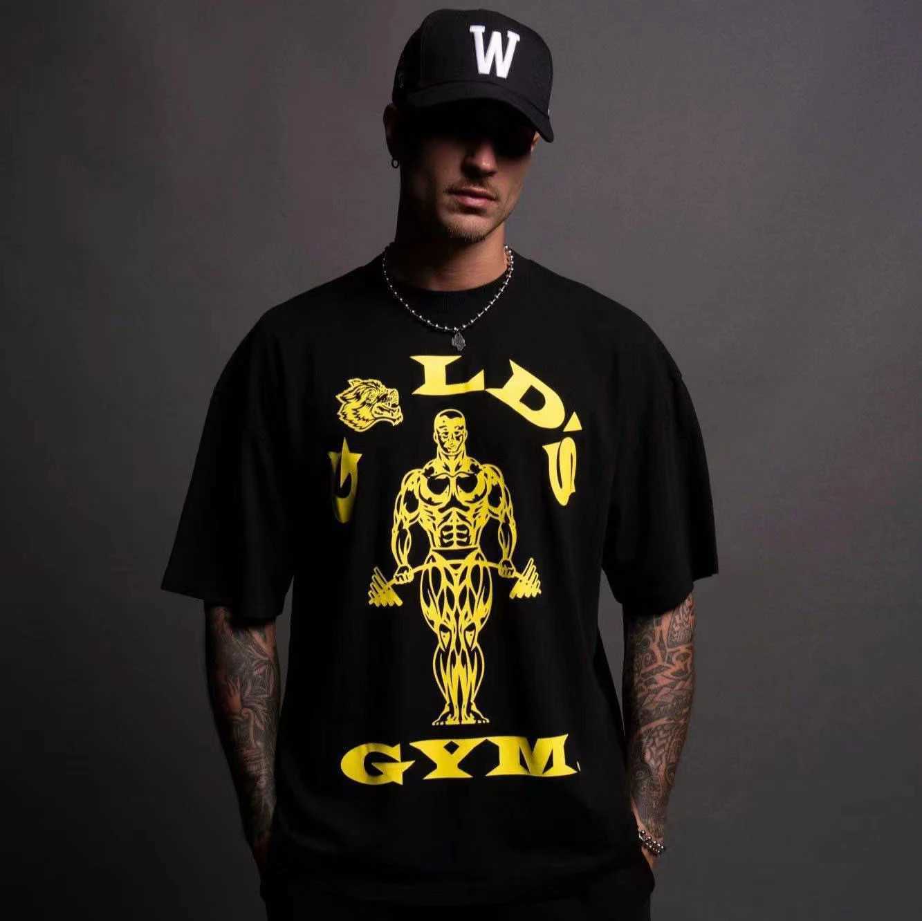 wolfhead GOLDS GYM short-sleeved mens and womens ins sporty casual loose printed cotton T-shirt X250516