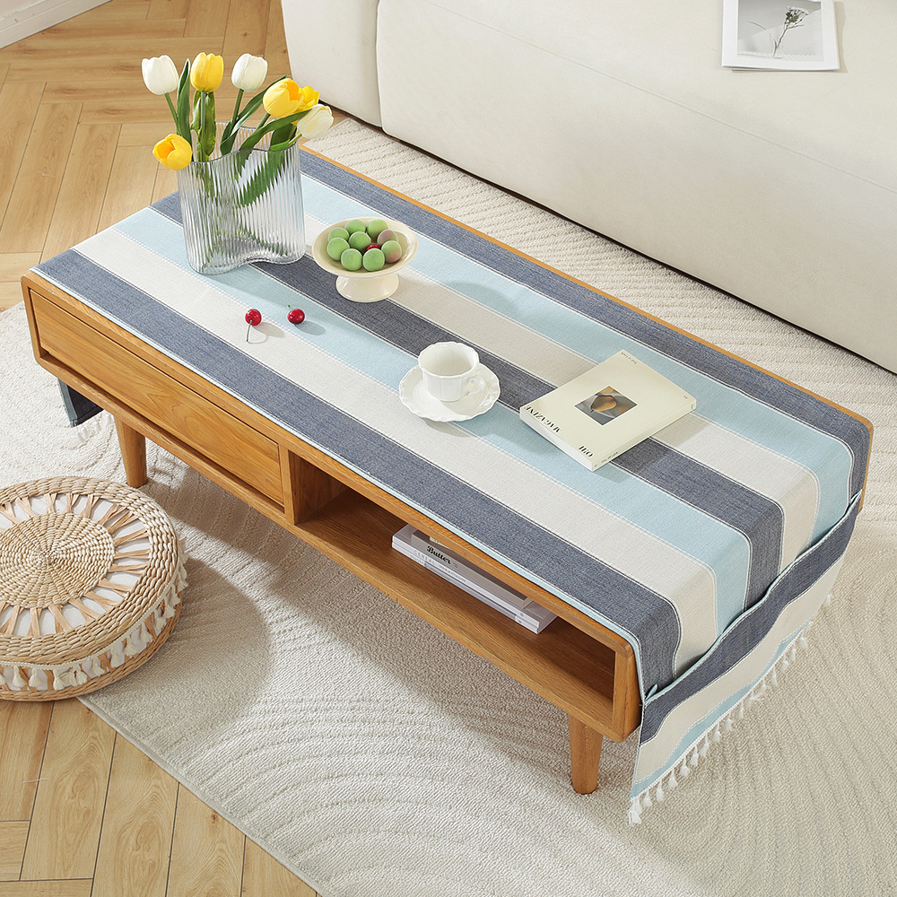 A751 Nordic home modern simple cotton and linen storage cover cloth rectangular tablecloth living room TV cabinet coffee table cover towel spot