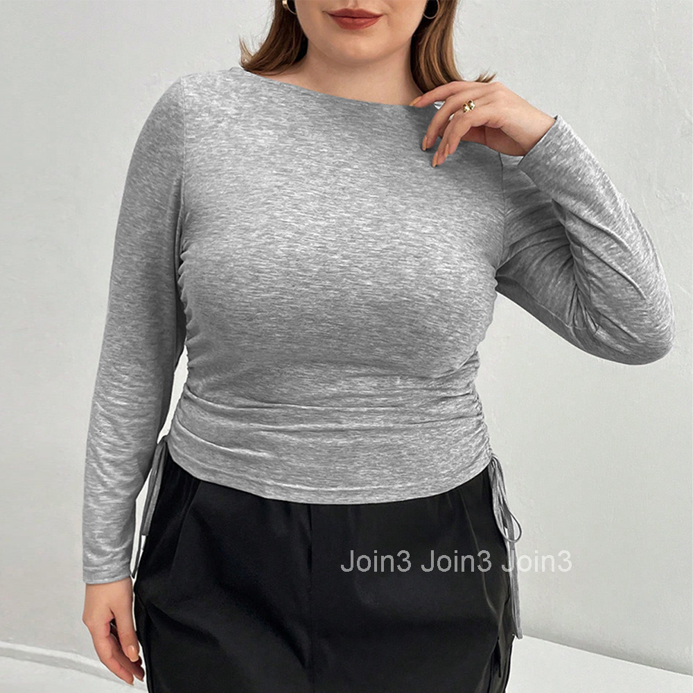 Large Size Womens American Long Sleeved T-shirt Slim Fit Short with a Bottom Layer and a Style Top