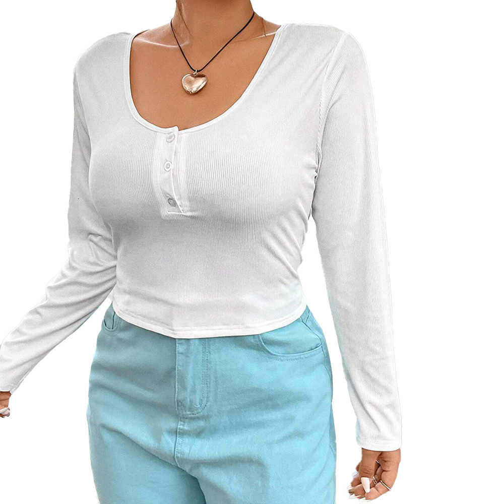 Large Size Womens Clothing Autumn and Winter New Item Slim Fit Elastic Knitted Long Sleeved T-shirt Casual Versatile Top