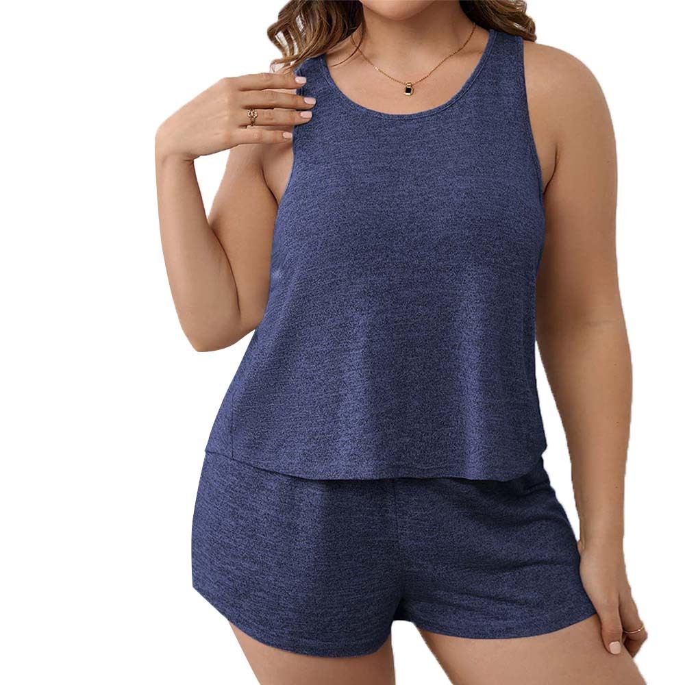 Design Sense Plus Size Home Suit Set Summer Solid Color Casual Two-piece Set