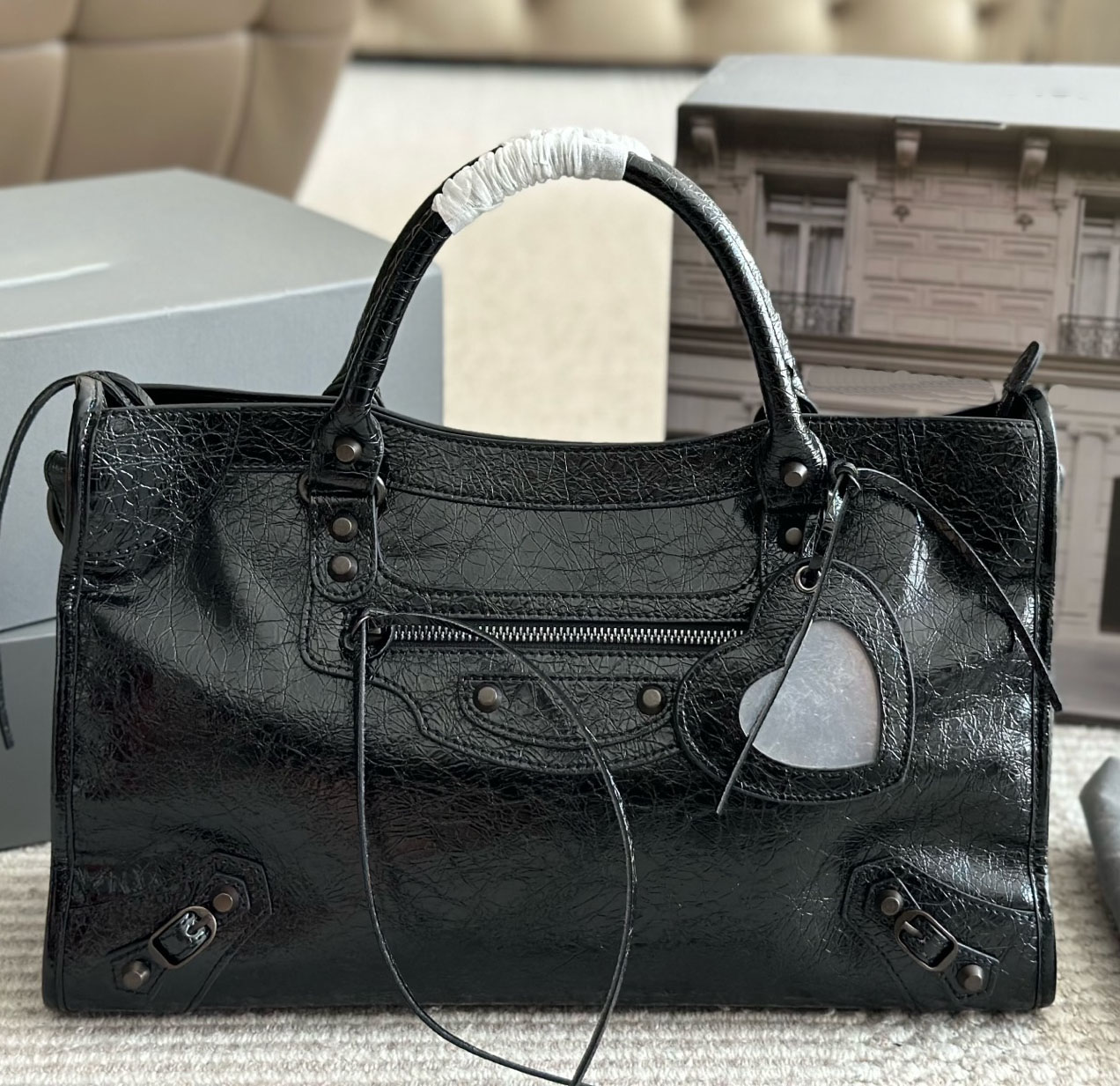 Women Le City Medium Black Designer Neutral Leather Fashionable Trendy Handbag Dhoulder Crossbody HighQuality Motorcycle Bag