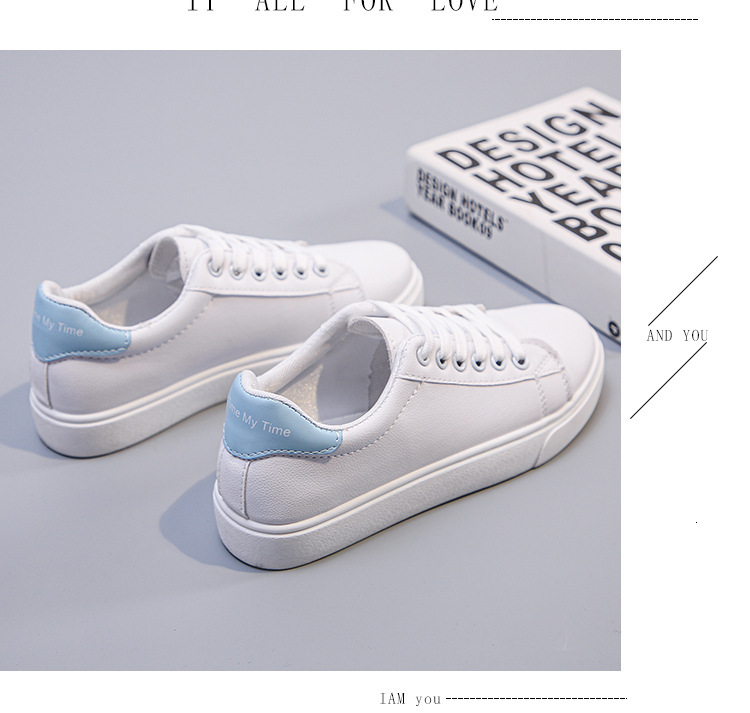 New round toe lace up low heel flat shoes designed for casual, large, fashionable and versatile white single shoes for women in bulk