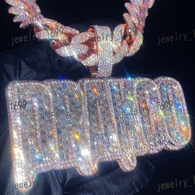 2025 Hiphop Jewelry Iced Out Vvs Mossanite Pendant Iced Out Custom Jewelry 925 Sterling Silver Large Moissanite Big Pendant