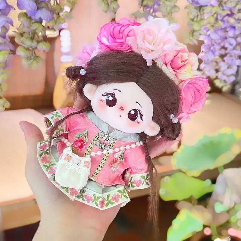 17cm Labubu Clothes Suit Chinese Sle Hanfu Flower Headwear Ancient Clothing Toys For 1/8 1/12 BJD 10cm Cotton Doll Gift Free shipping