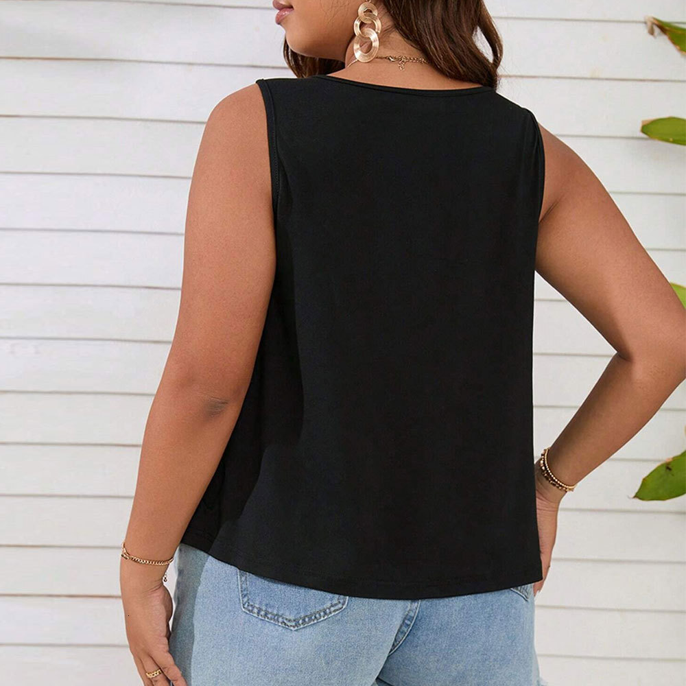 Large Size Womens New U-neck Sleeveless Loose Casual Knitted Vest Top
