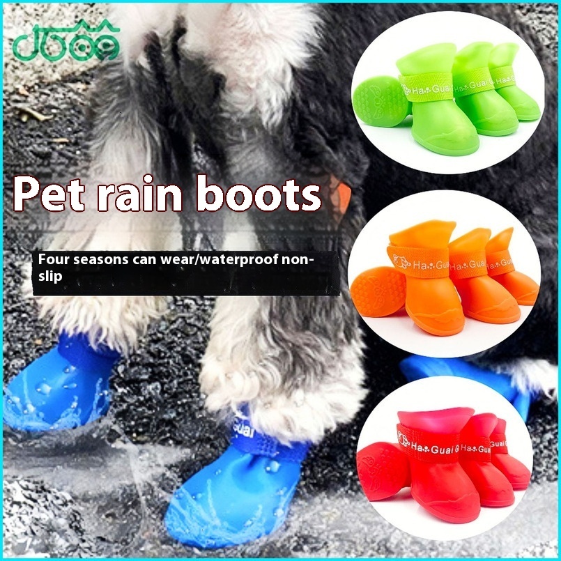 Rubber Dog Shoes All Weather Dog Booties For Hot Pavement Sand Snow Mud And Rain Anti Slip Dog Socks Pet Boots Swim Run Climb Mountains Outdoor Sports