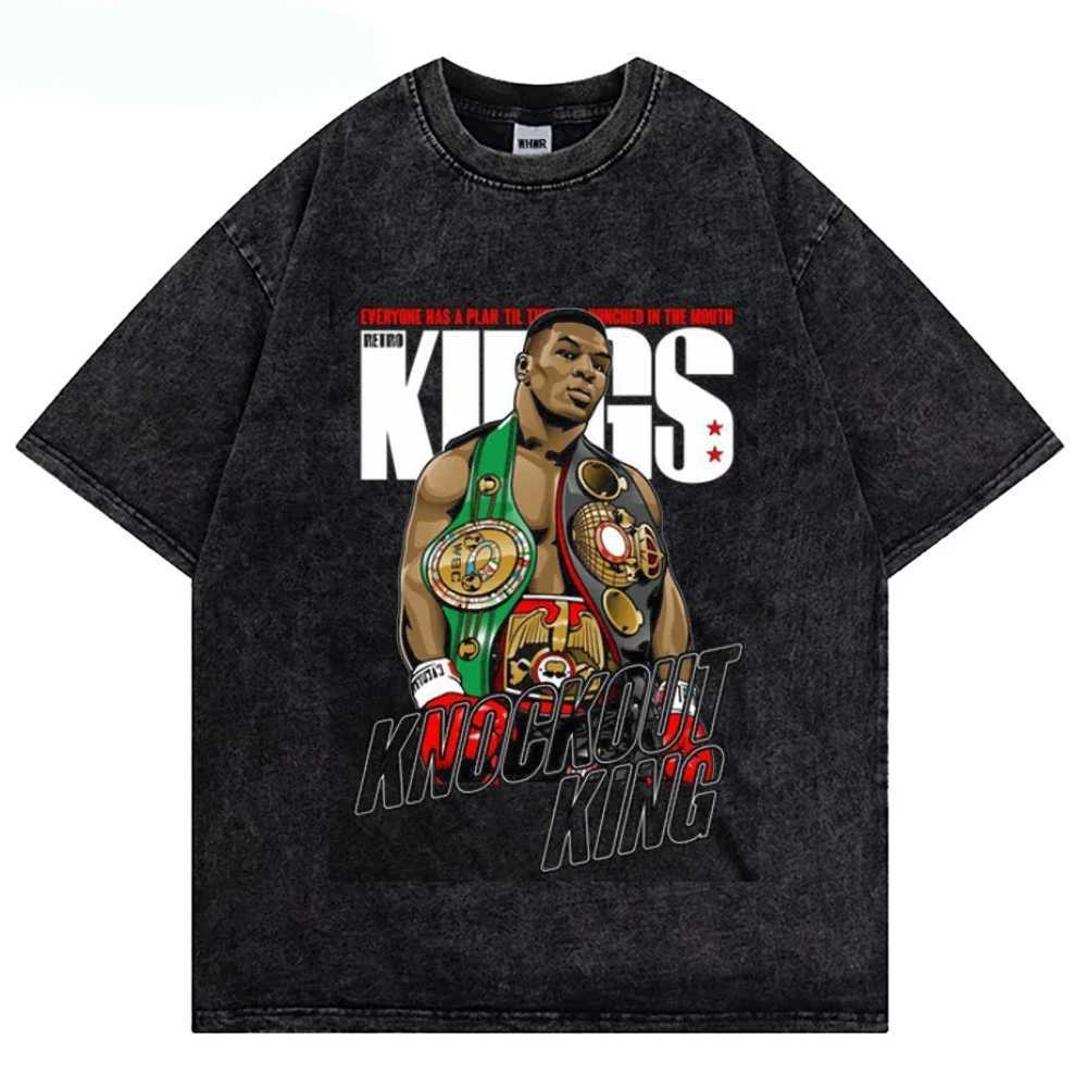 Mike Tyson Washed T Shirt Vintage Boxing T-shirts Streetwear Retro Tshirt Summer Short-sleeved Shirts Oversized Tshirts X250516