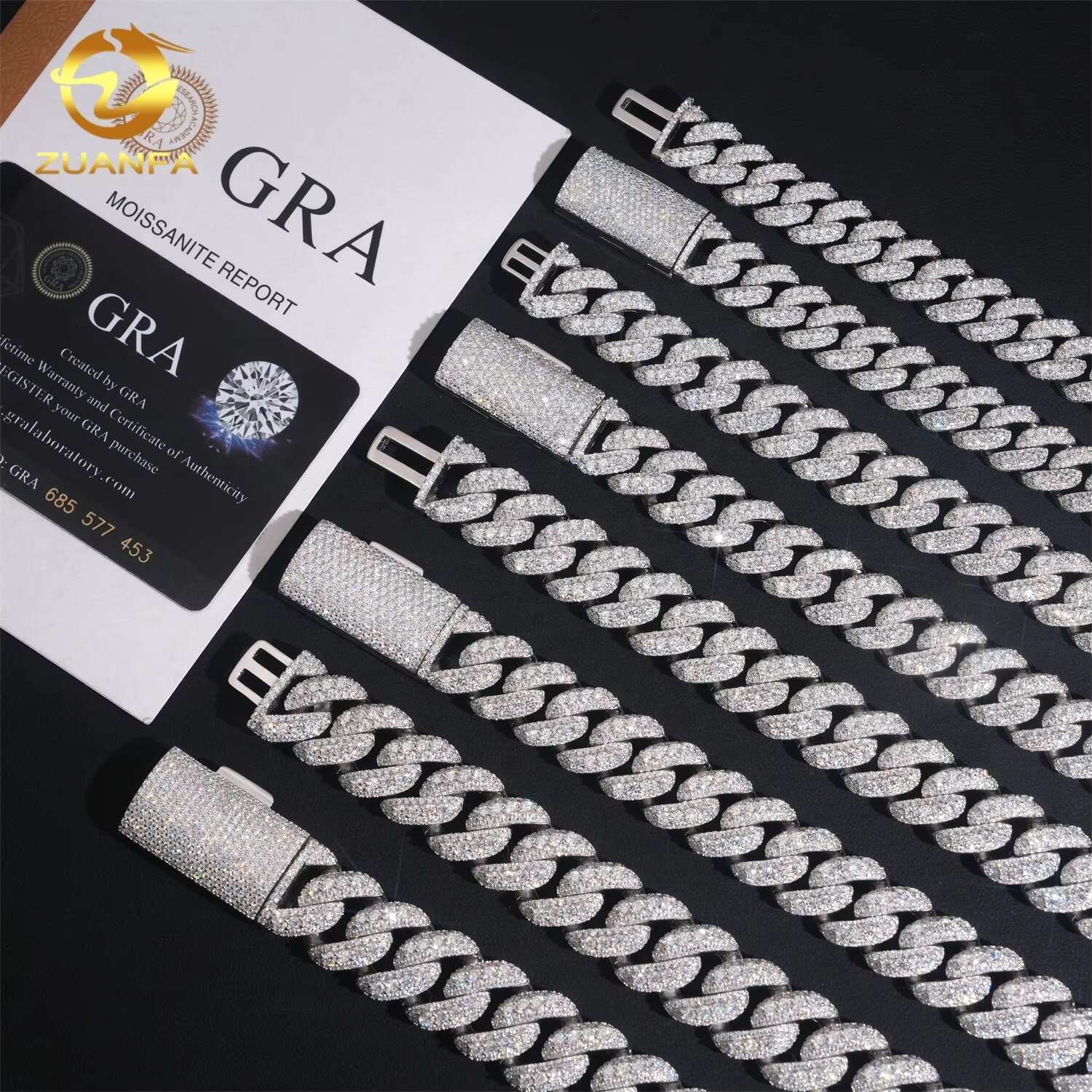 Pass Diamond Tester Hot Selling 925 Sterling Silver 13mm 15mm 16mm 18mm Iced Hip Hop Moissanite Cuban Link Chain