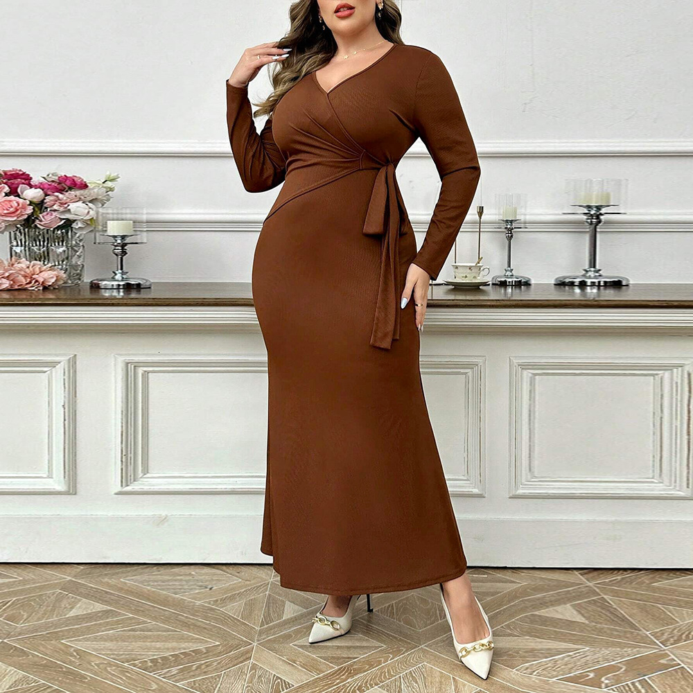 Plus Size Womens Mature Dress with Intellectual Style Autumn and Winter Simple and Sexy Ankle Length Skirt