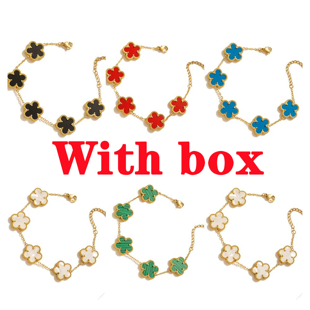 With box clover bracelet luxury jewelry designer jewelry Stainless Steel 18K Gold Plated Agate Mother Shell jewlery designer for women bracelets luxury bracelet