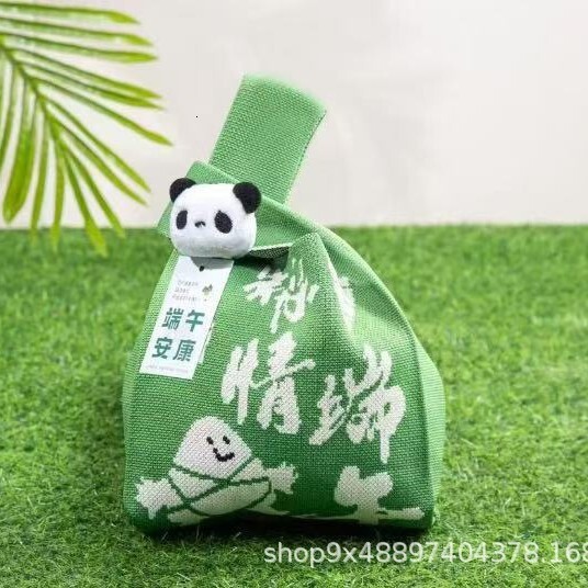 2025S Designer Panda Women Knitted Loong Boat Festival Style Japanese and Korean Versatile Handbag Casual Tote Bag Box lunch bag