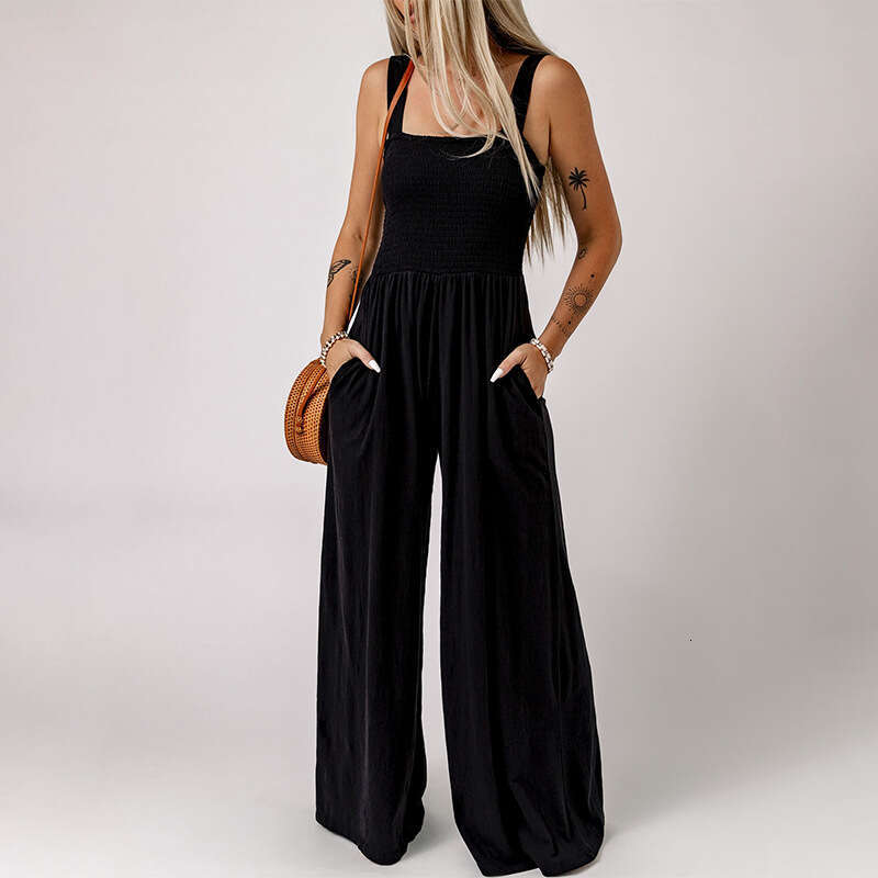 Wide Leg Jumpsuit Shi Ying High Waist For Women S Summer New Sleeveless Off Shoulder Knitted Wide Leg Long Pants Jumpsuit