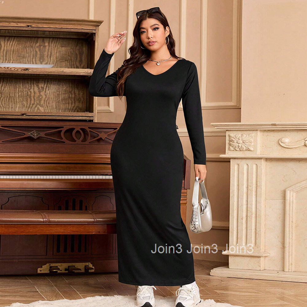 2025 Plus Size Womens Fashionable and Simple Dress Spring and Summer New Style Slim Fit and Slimming Hip Hugging Long Skirt