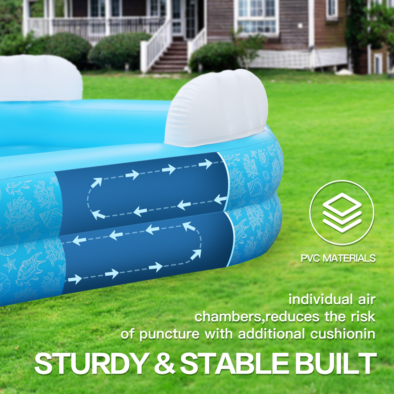 Inflatable Swimming Pool Outdoor PVC Bathtub Garden Thickening Swimming Pool for Adults Kids Summer Water Party Backyard Garden