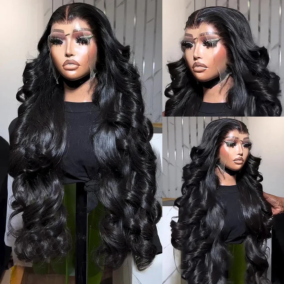 HD Transparent 13x4 Body Wave 30 36 Inch Lace Front Wig Pre Plucked 360 Lace Frontal Wig Human Hair Wigs For Women Wig 200 Density Synthetic Wig