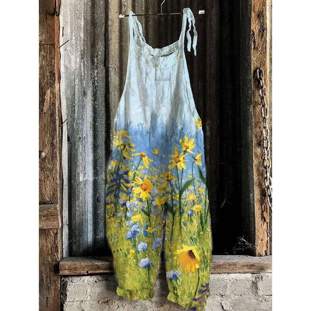 Wide Leg Jumpsuit Summer New Women S Printed With Suspender Jumpsuit For Women