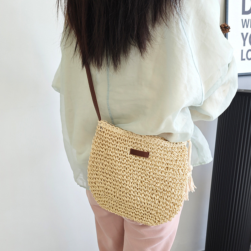 2025S designer summer new ins simple trend hand crossbody fashion vacation beach forest grass woven women bag