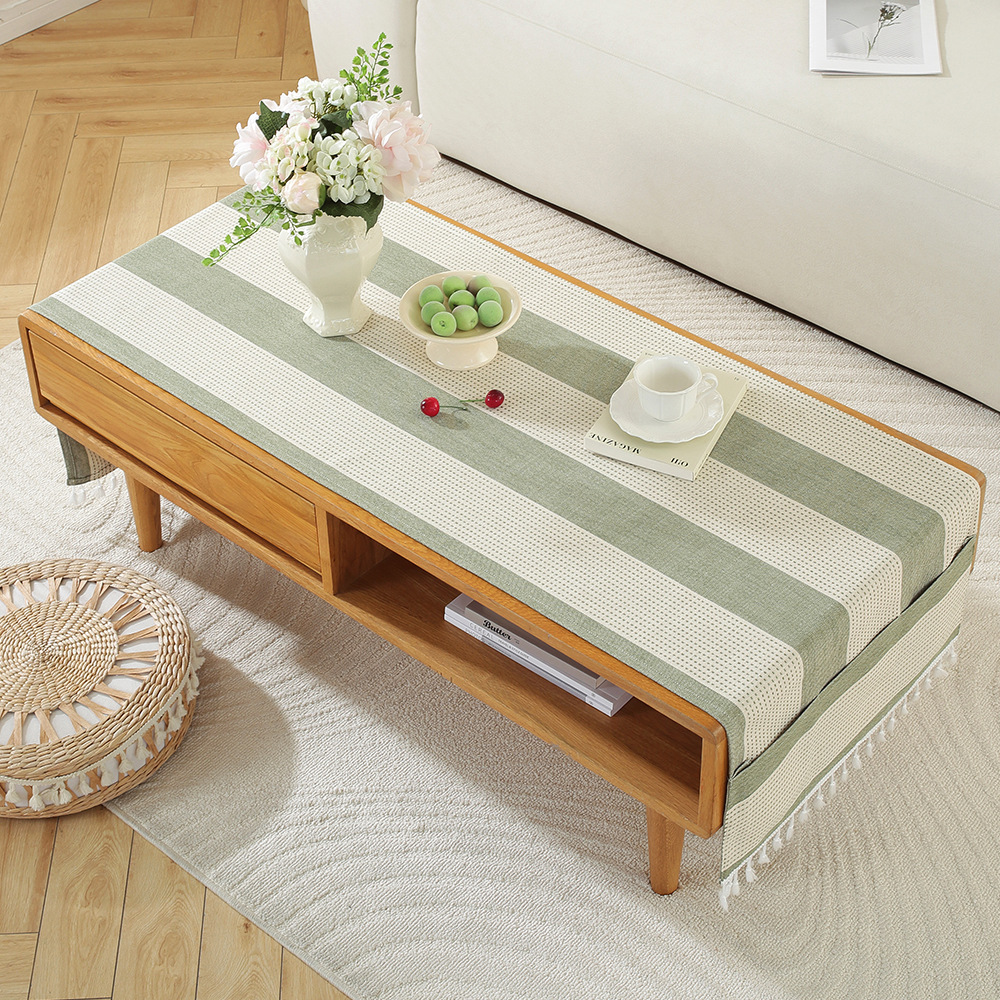 A751 Nordic home modern simple cotton and linen storage cover cloth rectangular tablecloth living room TV cabinet coffee table cover towel spot