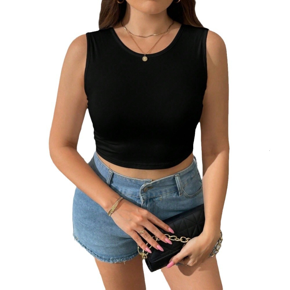 Plus Size Womens Simple and Sexy T-shirt for Spring and Summer New Style Backless Design Top