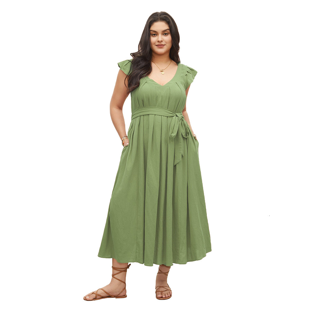 Large Size Womens Dress with a Fresh and Elegant Temperament Summer High Waist Loose Fit Slimming and Concealing Mid Length Skirt