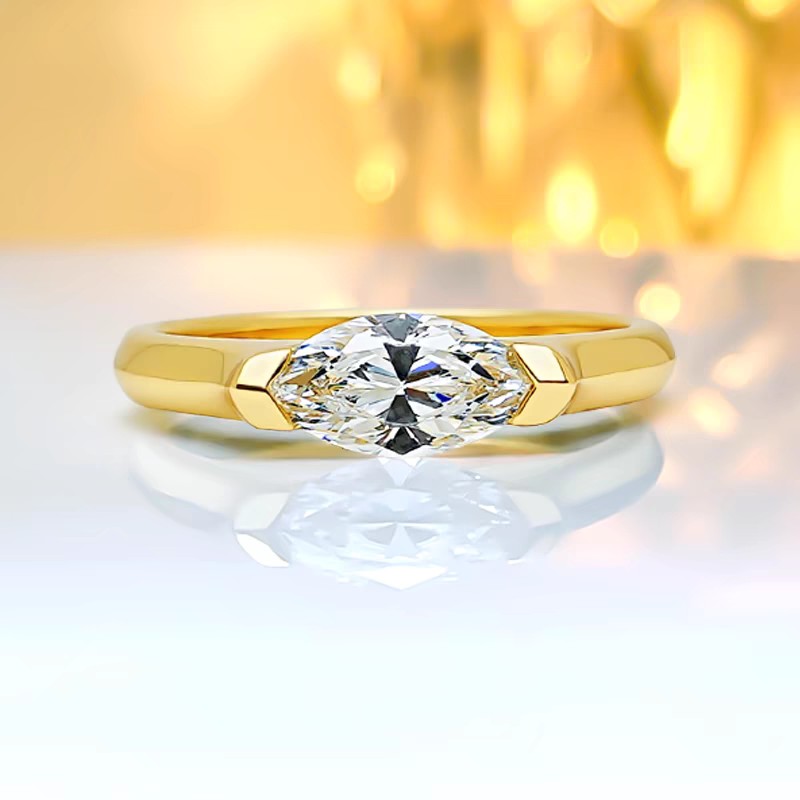 Rulalei Ins Top Sell Solitaire White Marquise Lab Moissanite Diamond Luxury Jewelry Real 100% 925 Sterling Silver 18K Gold Party Eternity Women Weddin