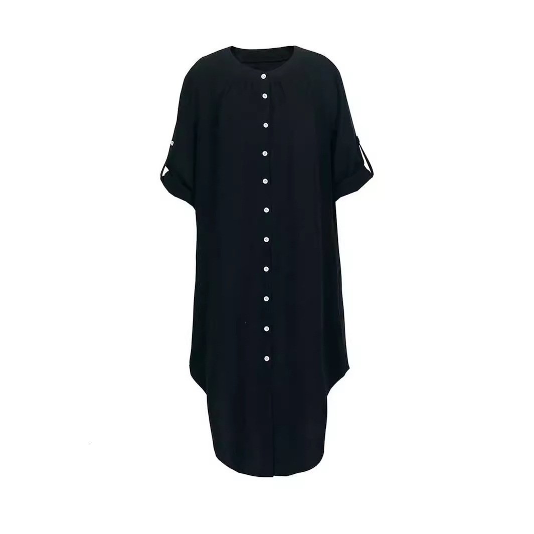 Plus Size Womens Sexy Style Dress Summer Single Breasted Cardigan Design Sense Mid Length Skirt