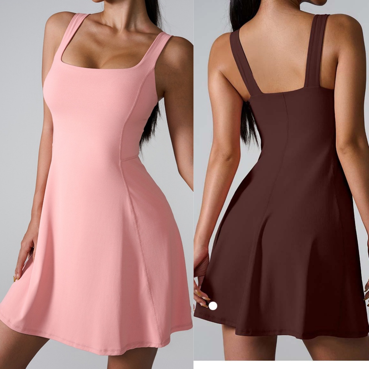 2025--Women Quick Drying Sports Dress Sexy Joker Running Fitness Skirt with Skirt and Chest Pad To Prevent Exposure