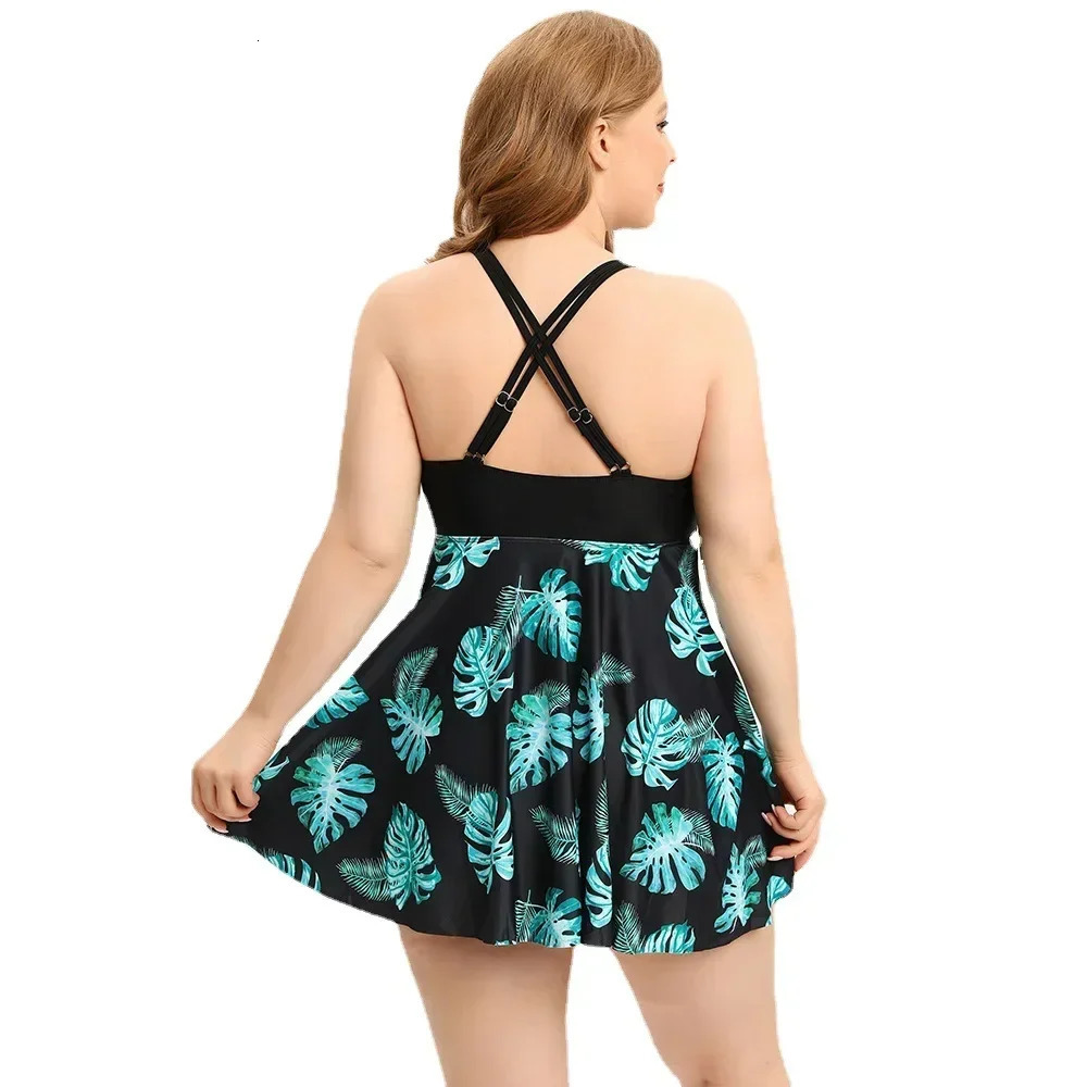 Print Patchwork Tankini Swimsuits Plus Size Swimwear Women High Waist Swimsuit Female Push Up Bathing Suits Skirt Beachwear 250515