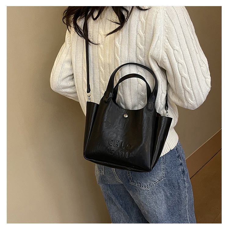 Designer Bag, Free Shipping, Women's Soft Leather Simple Handbag, Multifunctional, Portable, Large Capacity Bucket Bag, Fashionable And Versatile