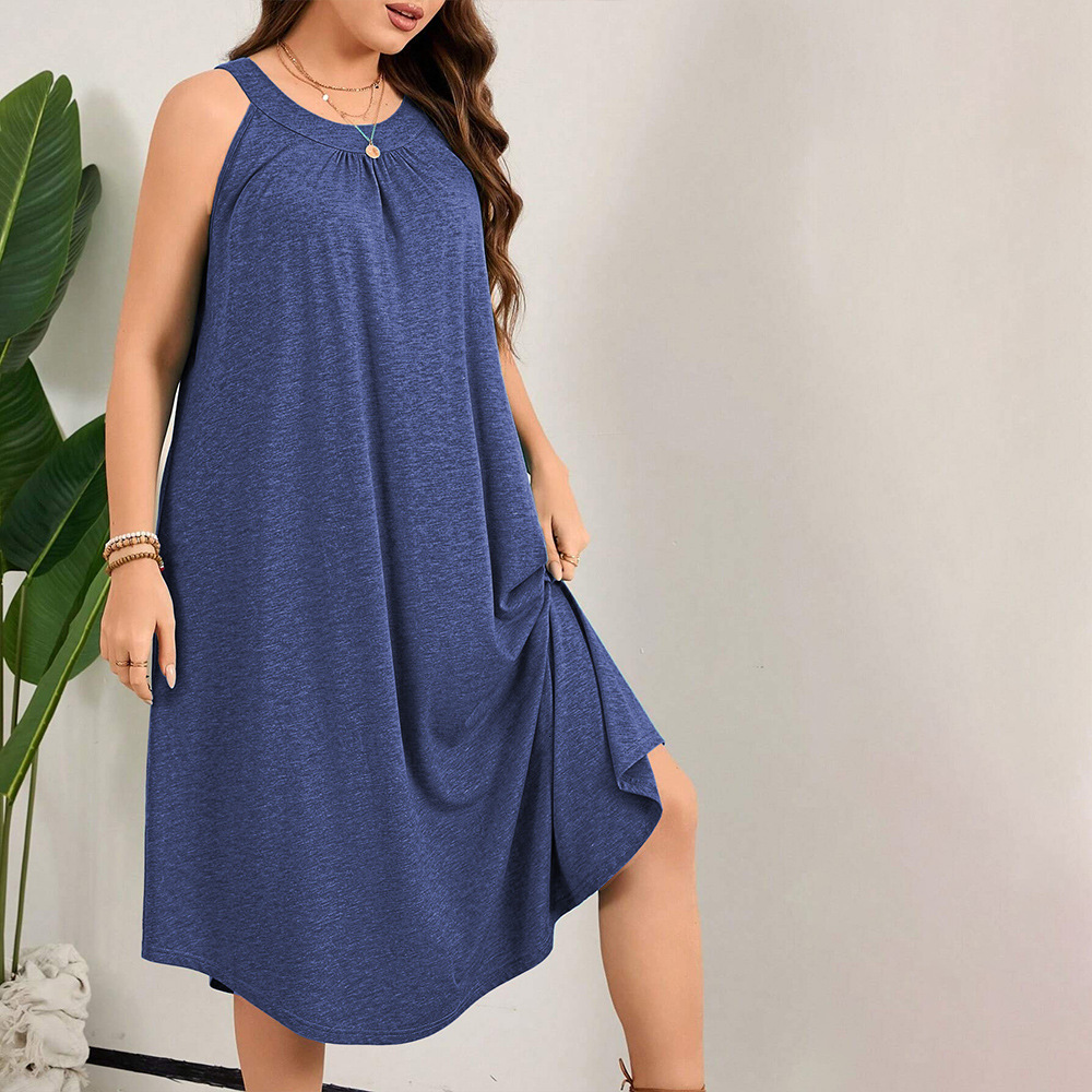 Large Size Womens Sleeveless Beach Dress Seaside Vacation Style Casual Temperament Skirt Childrens