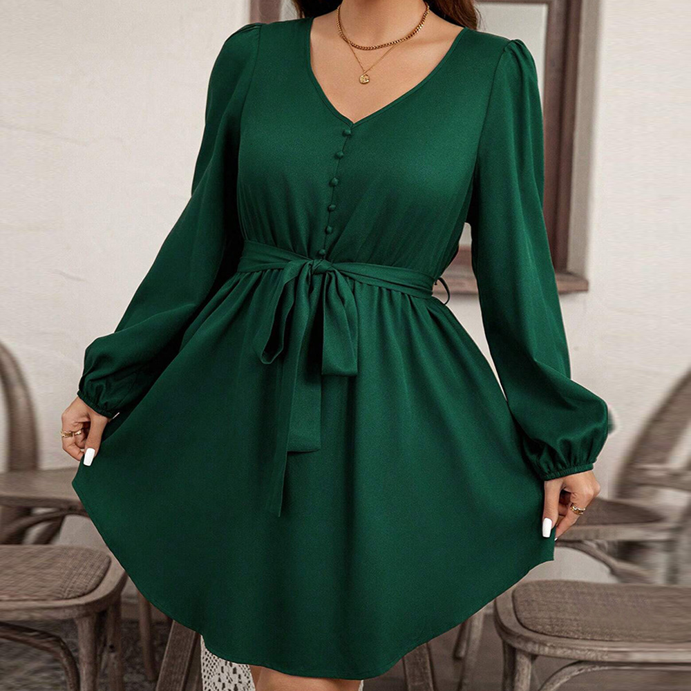 Plus Size Womens Clothing Intellectual Style Dress Autumn and Winter Age Reducing Temperament High Waist Pure Desire Short Skirt
