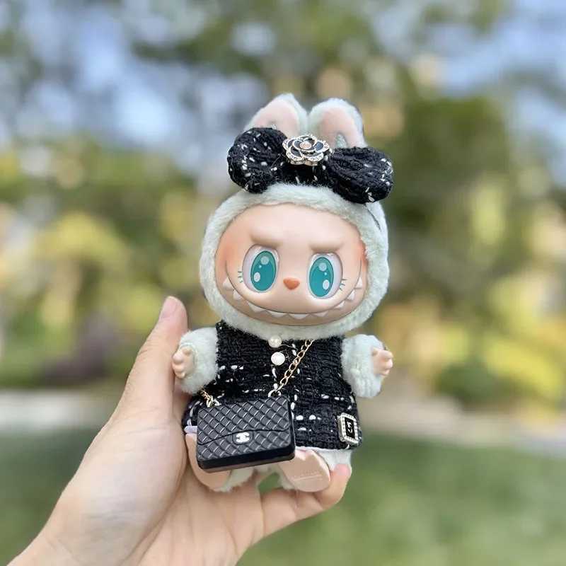Cute 17cm Labubu Idol Doll Outfit Camellia Dress Bag Shoes Set The Monster Sitting Par Collection Mini DIY Free shipping