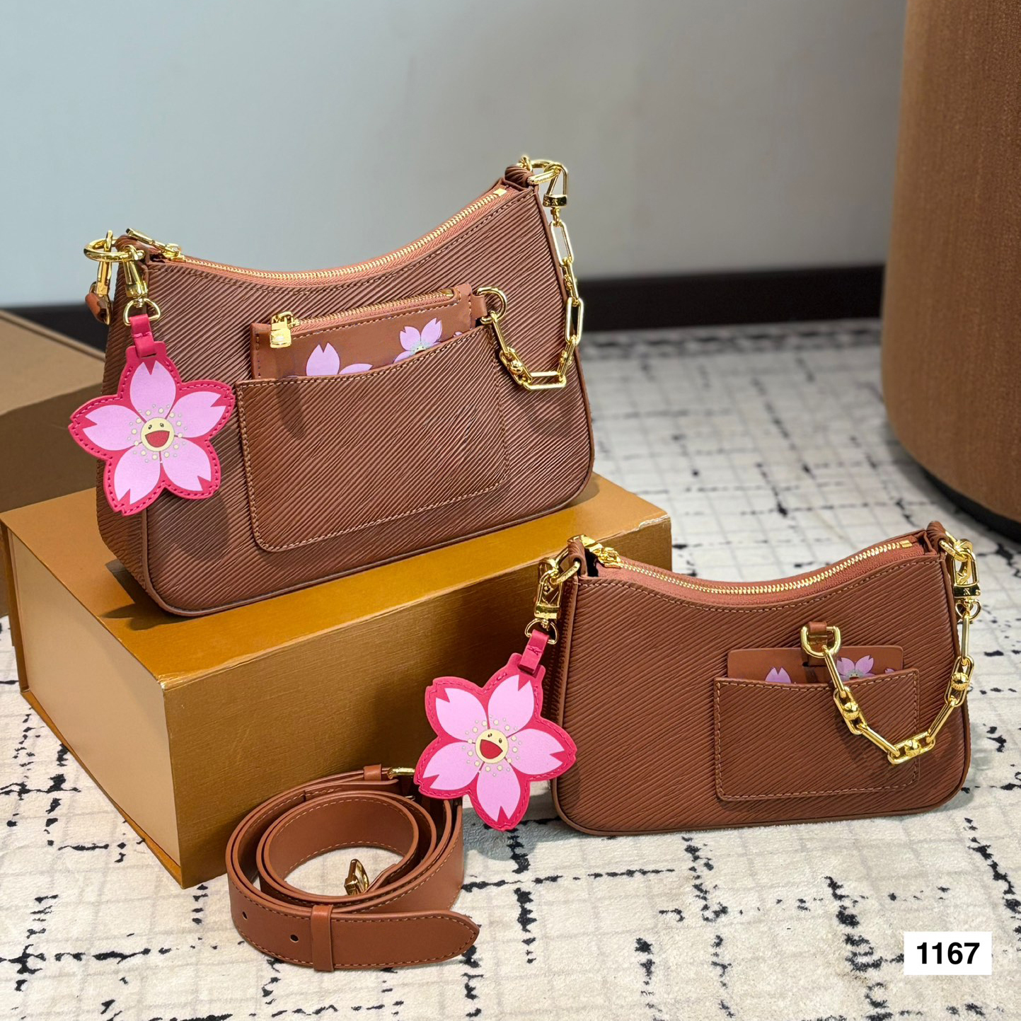 Top quality water ripple Leather Crossbody bag Designer Shoulder bag Luxury handbag Women Marellini underarm Bag Messenger Bag ladies purses 25X18cm