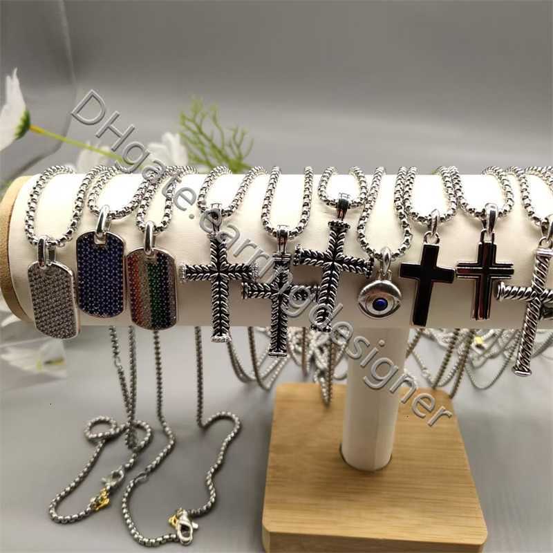 2025 Designer Necklace Cross Men S925 plated 50cm Adjustable Pendant black Necklaces Evil eyes dog tag box chain Jewelry Diamond Women birthday gift Pendants