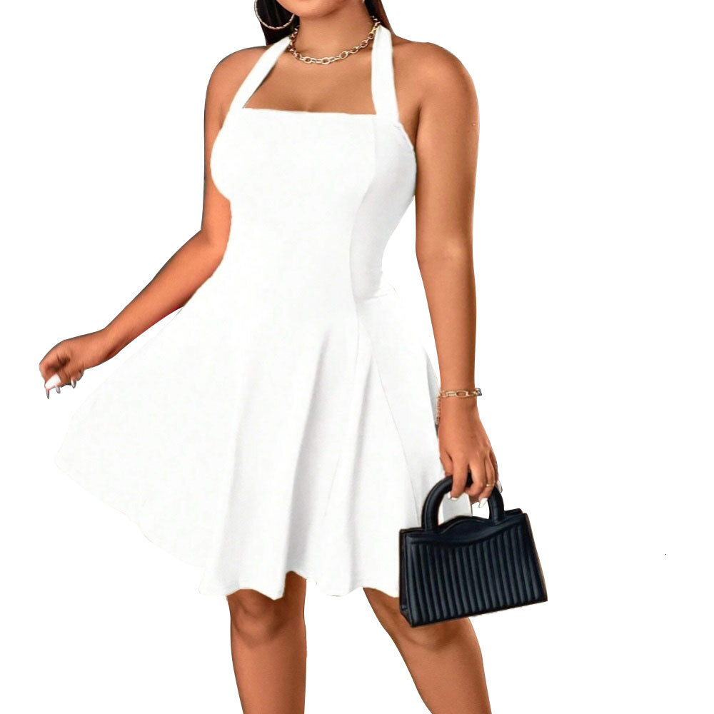 Large Womens Sexy Hanging Neck Dress 2025 Spring/summer New Collection Backless Waist Short Skirt