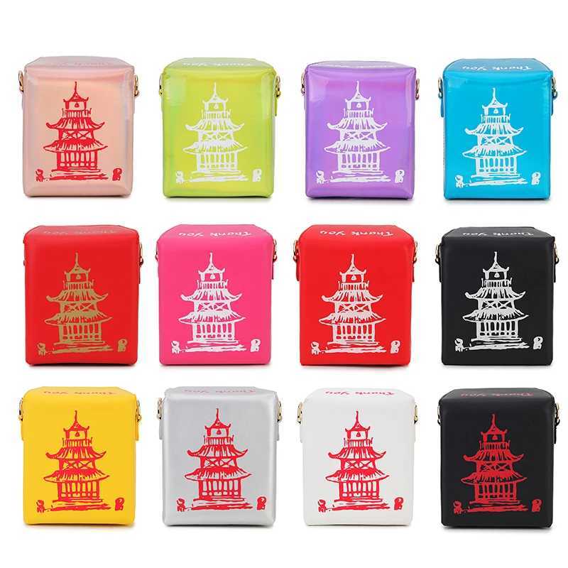 ENJOININ Chinese Takeout Box Purse Pu Leather Women Handbag Fashion Crossbody Bag Shoulder Chain Bag for Girl Bucket Bag M250516