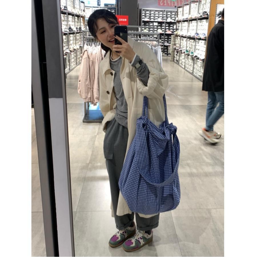 2025S designer shoulder lazy feeling blue checkered bulky large capacity autumn and winter lightweight artistic women crossbody tote bag