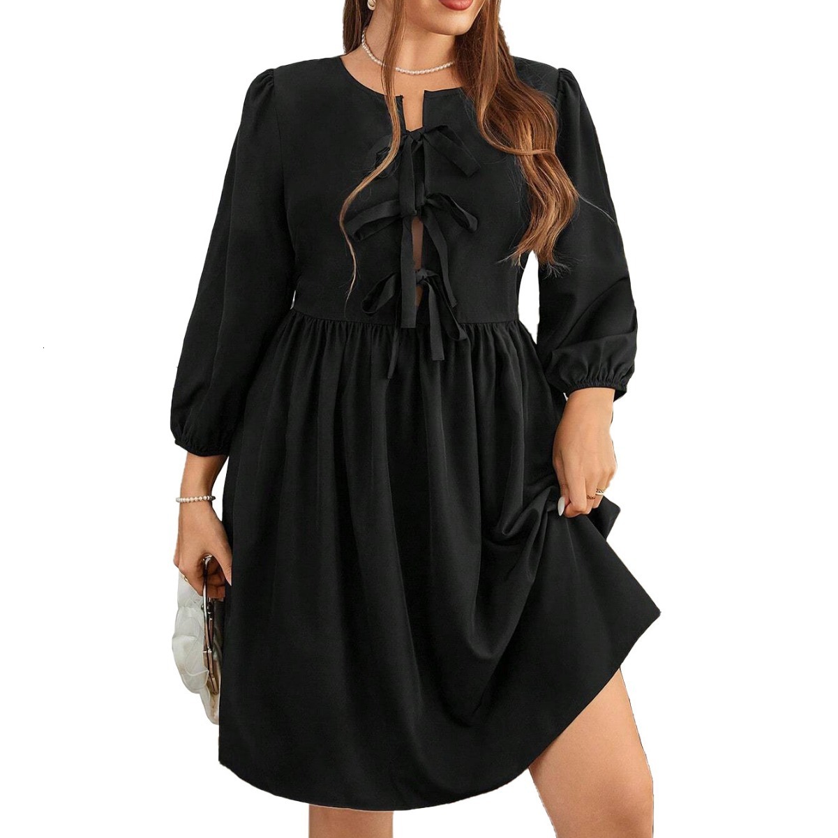 Large Size Womens Mature Dress with Intellectual Style Autumn and Winter Temperament Elegant Mid Length Skirt with Chest Straps