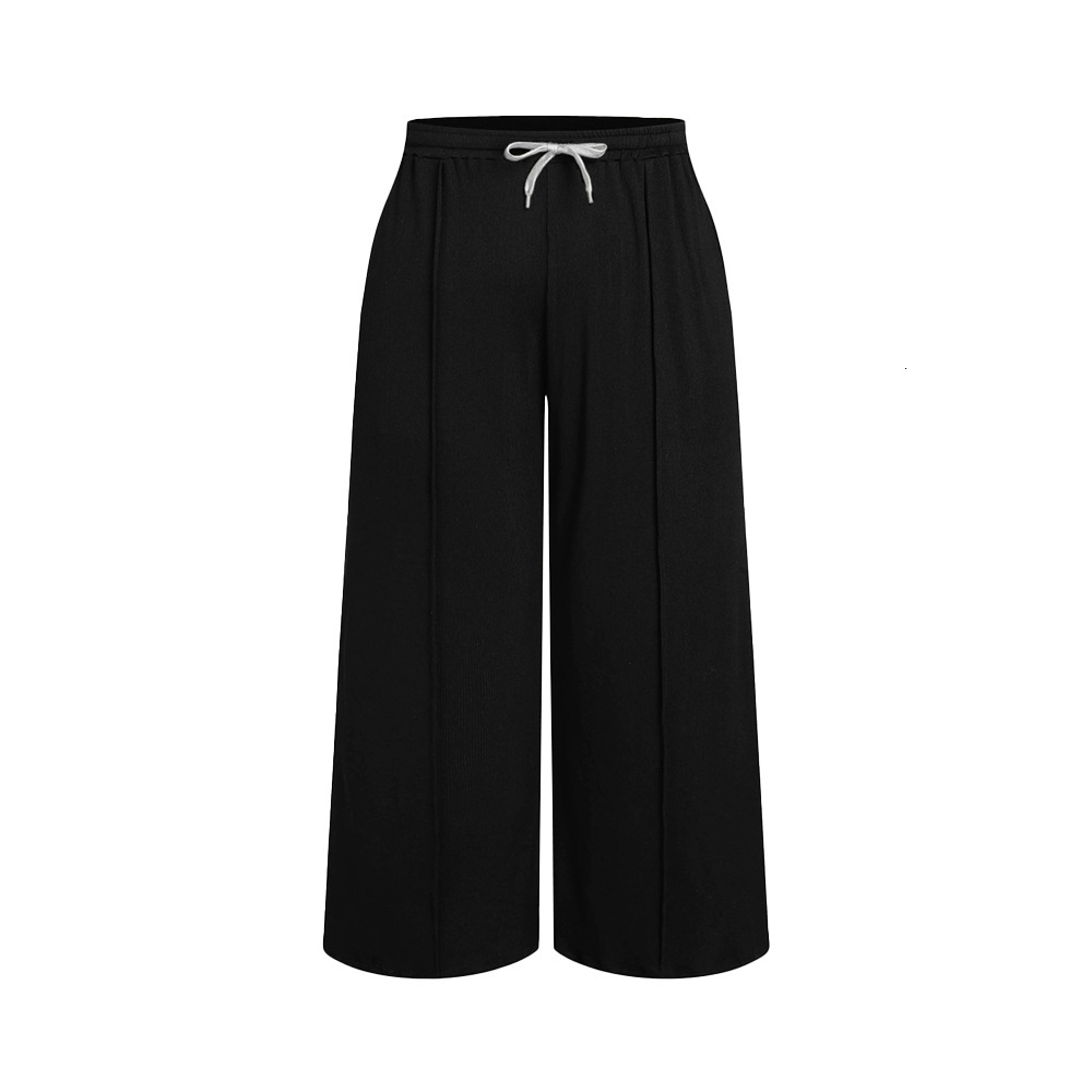 Large Size Womens Clothing New Autumn and Winter Elastic Waist Casual Versatile Commuting Drawstring High Waist Straight Leg Pants